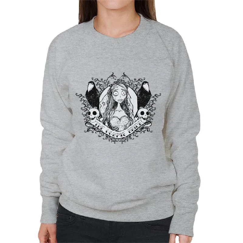 cool workout sweatshirtCorpse Bride Halloween Skulls Women's Sweatshirt