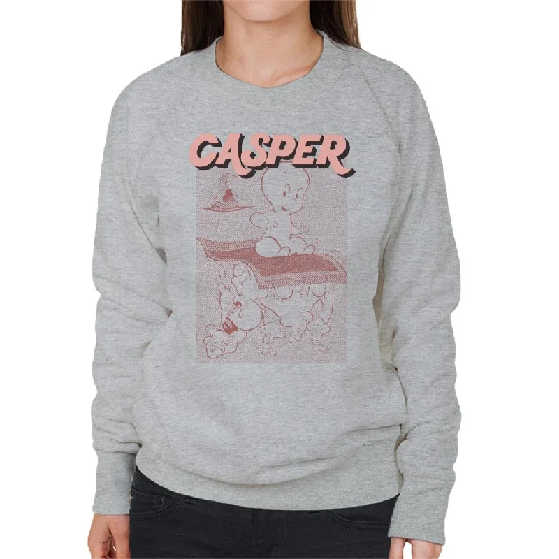 luxe gym hoodieCasper The Friendly Ghost Characters On Flying Carpet Women's Sweatshirt