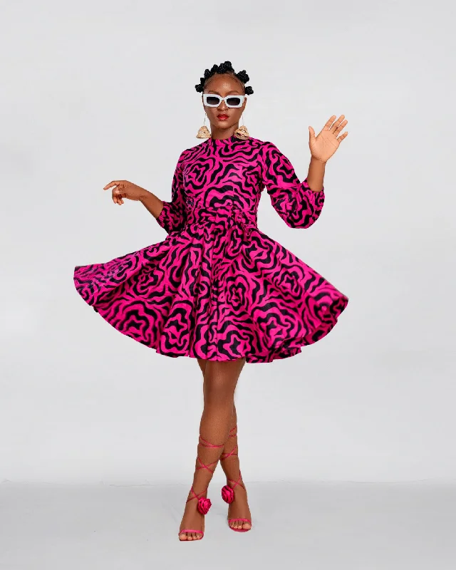 flowy dressAnna Ankara Mini Dress | Pink and Black African Print