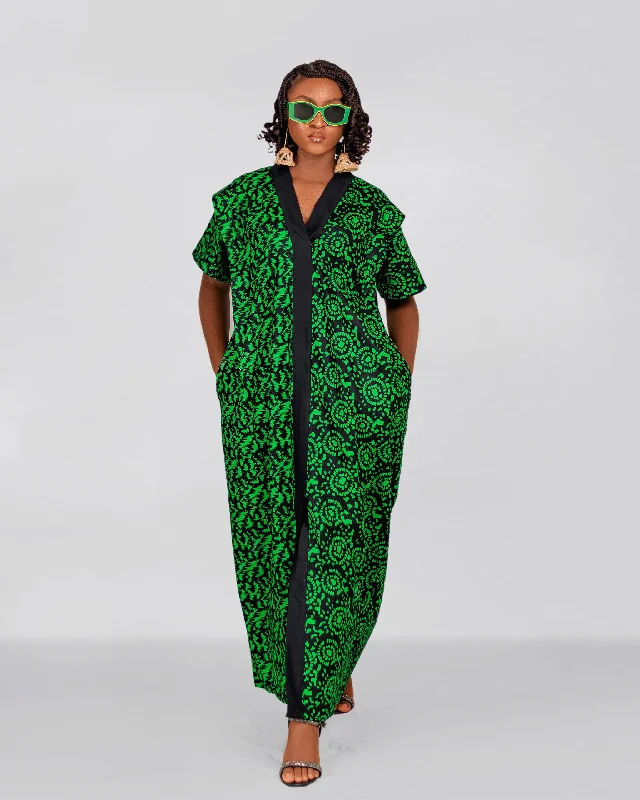 trendy mini dressBolu Ankara Bubu Dress | Green African Print