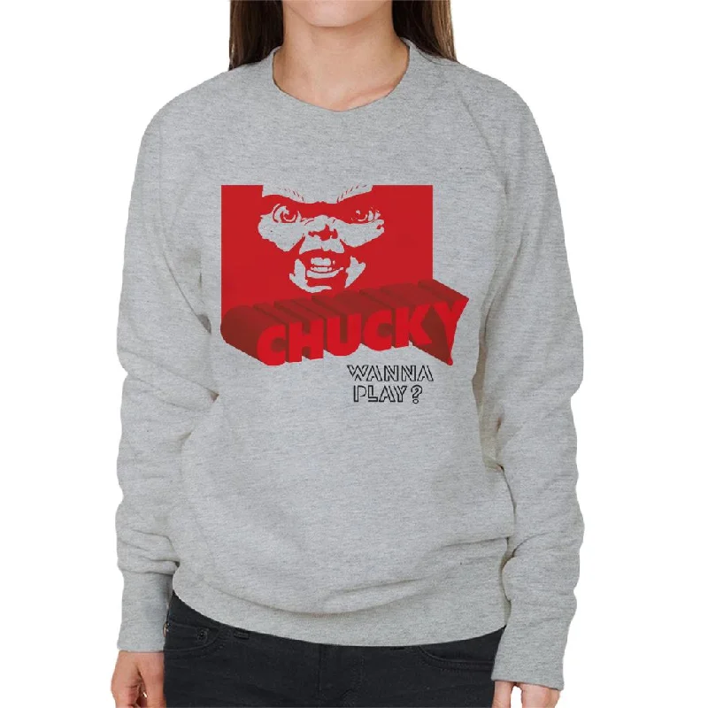 stylish athletic hoodieChucky 3D Logo Wanna Play Women's Sweatshirt