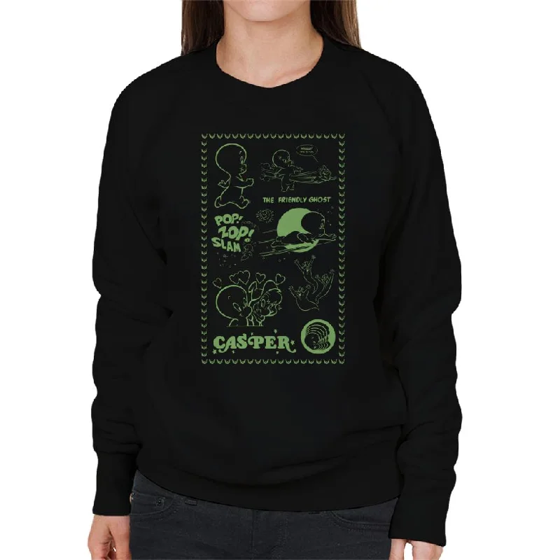 long-sleeve athletic hoodieCasper The Friendly Ghost Pop Zop Slam Stamp Women's Sweatshirt