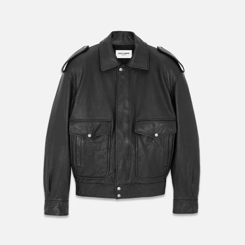 Saint Laurent Oversized Flight Jacket - Noir