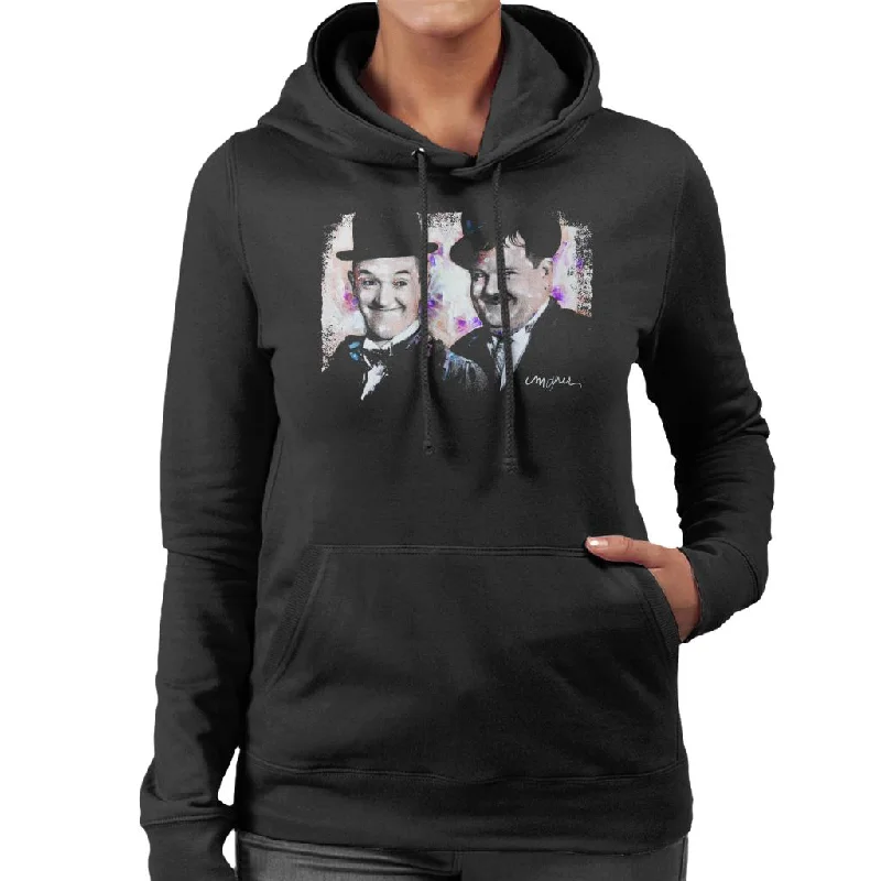 stylish athletic hoodieSidney Maurer Original Portrait Of Laurel And Hardy Women's Hooded Sweatshirt