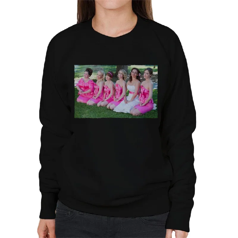 trendy fitness sweatshirtBridesmaids Bridal Party Photo Kneeling On Lawn Women's Sweatshirt