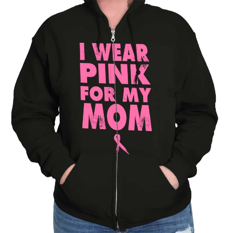 retro hoodieI Wear Pink For My Mom Zip Hoodie