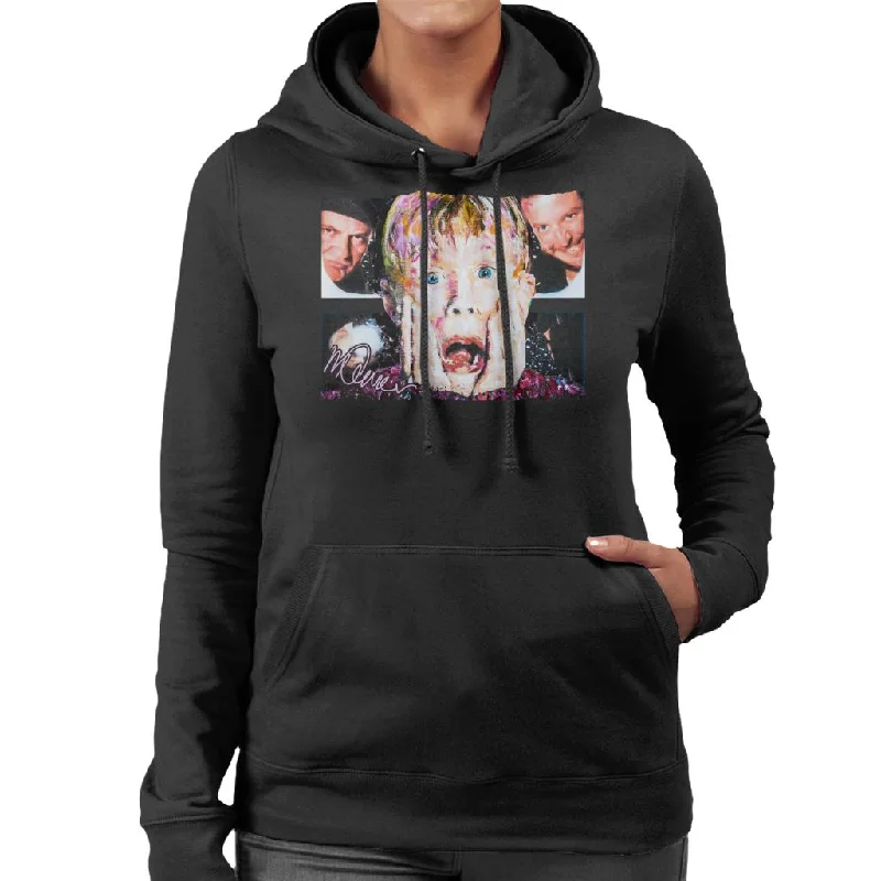 cool activewear hoodieSidney Maurer Original Portrait Of Macaulay Culkin Home Alone Women's Hooded Sweatshirt