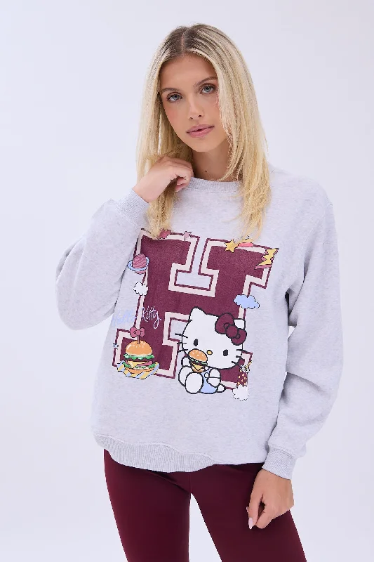 chic hoodieHello Kitty H Burger Graphic Crew Neck Relaxed Sweatshirt