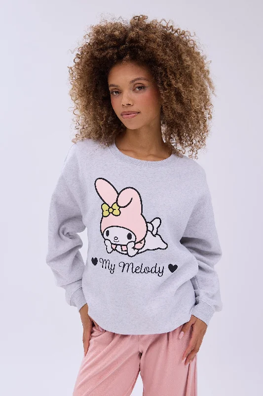 sporty hooded sweatshirtMy Melody Graphic Crew Neck Relaxed Sweatshirt