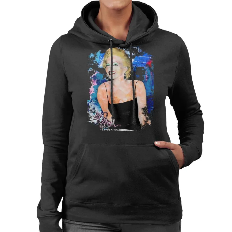 athletic style hoodieSidney Maurer Original Portrait Of Marilyn Monroe Black Dress Women's Hooded Sweatshirt