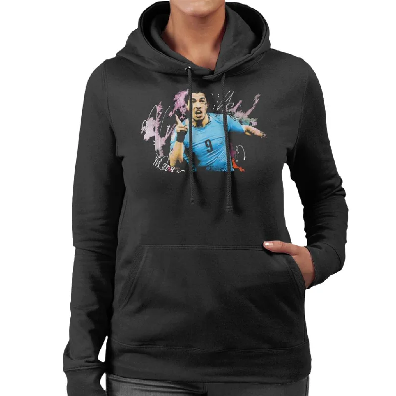 fitted workout hoodieSidney Maurer Original Portrait Of Luis Suarez Uruguay Women's Hooded Sweatshirt