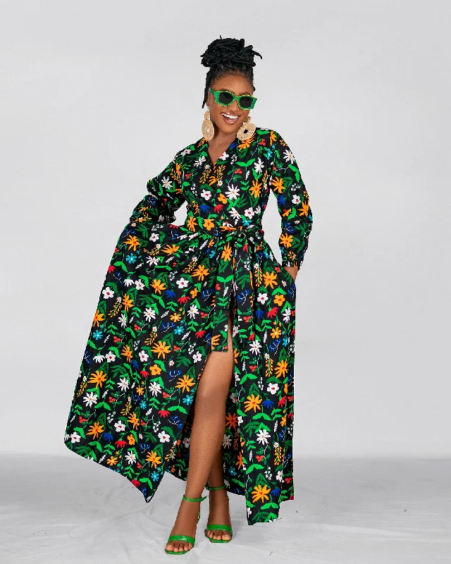 stylish party dressBelinda Ankara Maxi Dress |  Green Multicolor African Floral Print