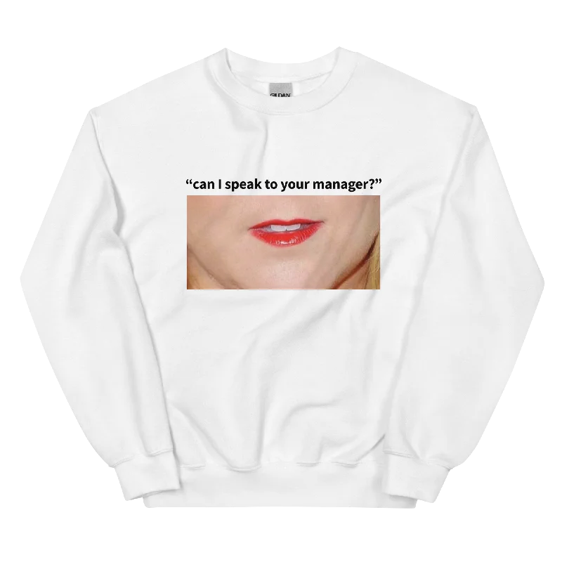 trendy gym wear hoodieCan I Speak To Your Manager Lips Unisex Sweatshirt