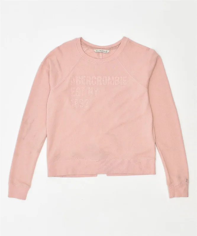 fashion hoodieABERCROMBIE & FITCH Womens Graphic Sweatshirt Jumper UK 8 Small Pink