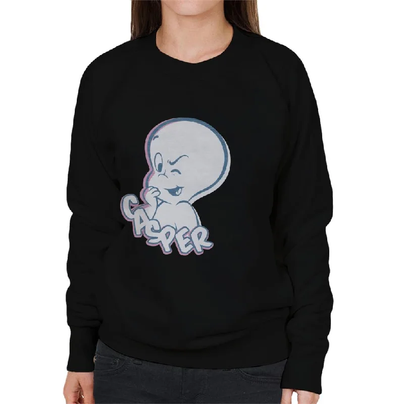 modern athletic hoodieCasper The Friendly Ghost Winking Face Women's Sweatshirt