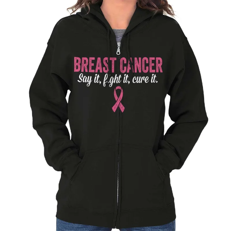 slim-fit hooded sweatshirtFight Cure Breast Cancer Zip Hoodie