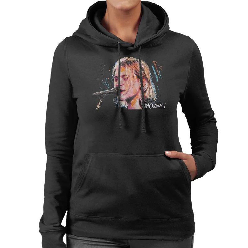 workout-ready hoodieSidney Maurer Original Portrait Of Kurt Cobain Singing Women's Hooded Sweatshirt