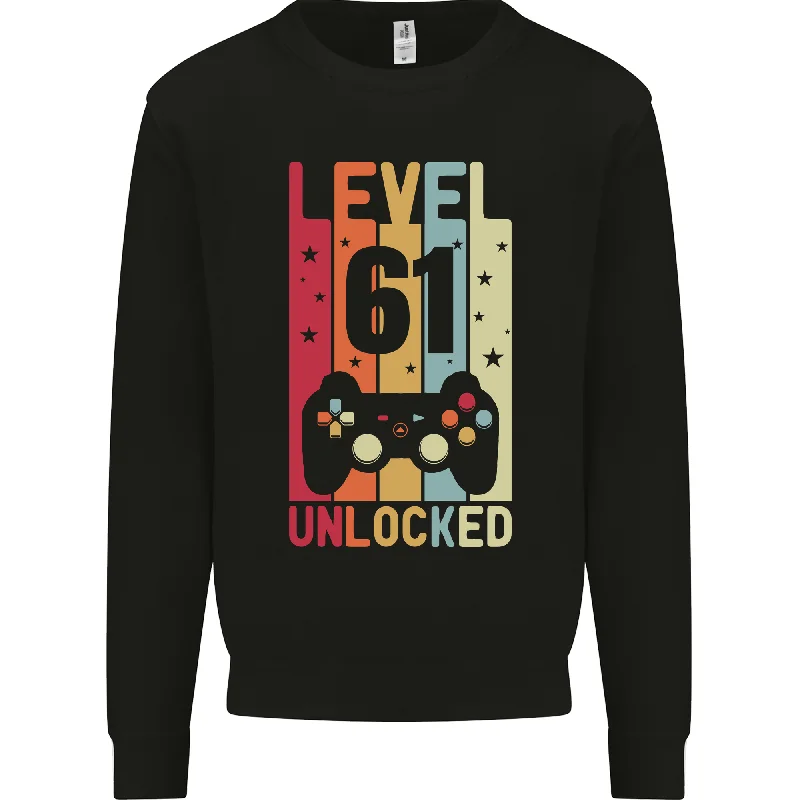 modern sports hoodie61st Birthday Level Up Gaming 61-Year-Old Men's Sweatshirt Jumper