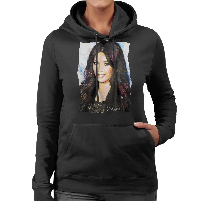 workout style hoodieSidney Maurer Original Portrait Of Kim Kardashian Smiling Women's Hooded Sweatshirt