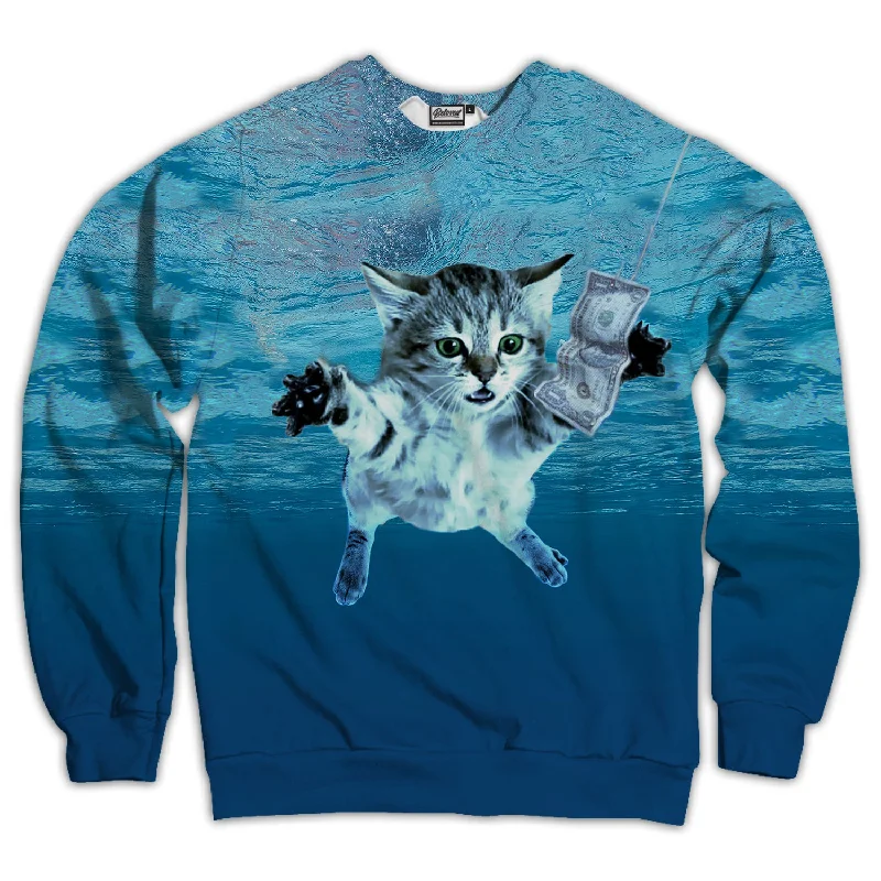 comfortable athletic sweatshirtNirvana Cat Unisex Sweatshirt