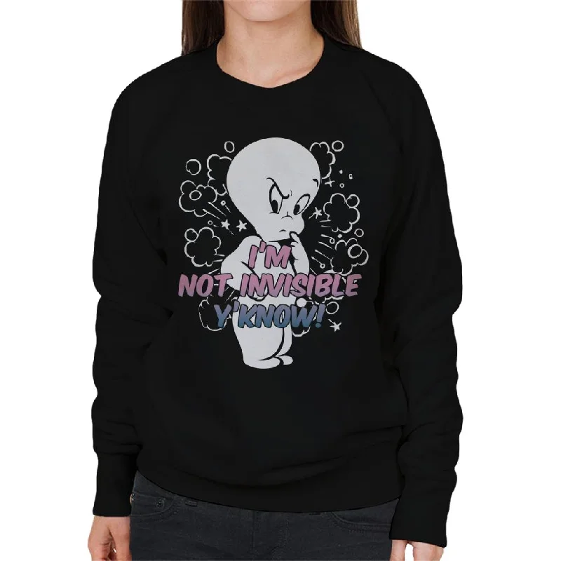 athletic style hoodieCasper The Friendly Ghost Cross I'm Not Invisible Y'Know Women's Sweatshirt