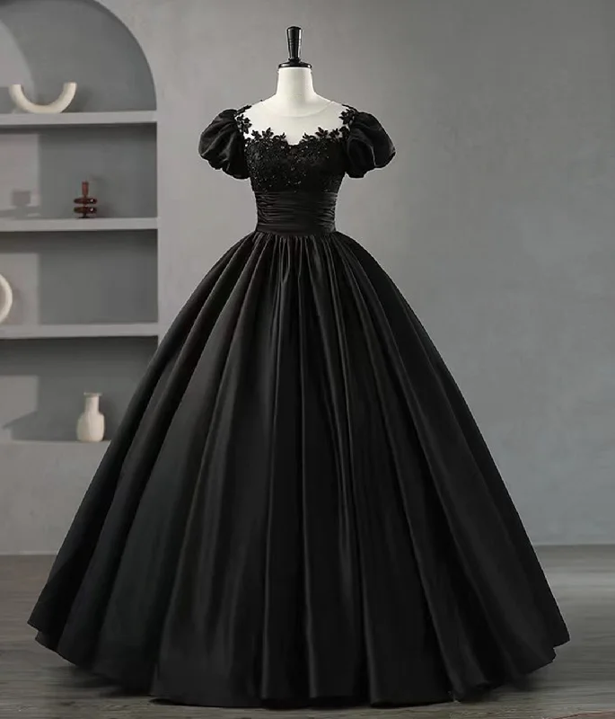 winter dressBlackA-Line Appliques Formal Party Dress Ball Gown with Beading,DP1005