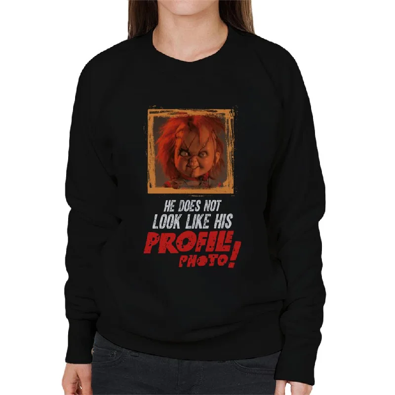 long-sleeve athletic hoodieChucky He Does Not Look Like His Profile Photo Women's Sweatshirt